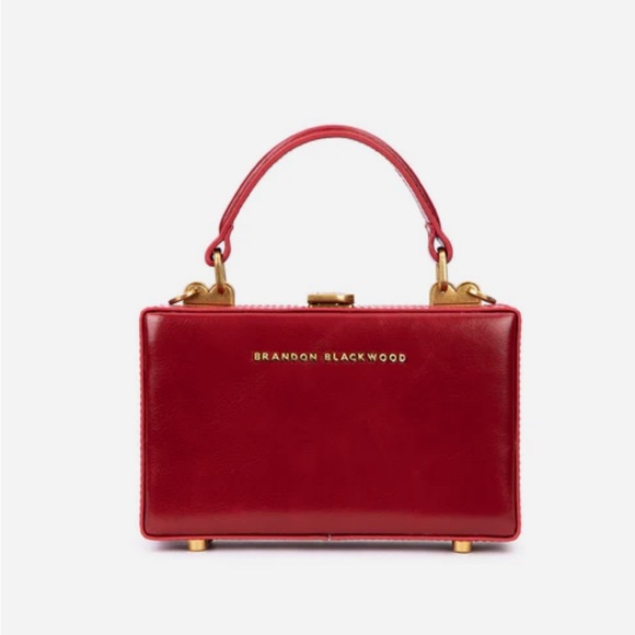 Brandon Blackwood Handbags - Brandon Blackwood Slim Trunk in Red Oiled Leather with Brass Gold Hardware